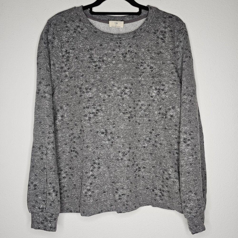 NWT T.La Anthropologie Women's Gray Star Motif/Avienne Sweatshirt Size Medium